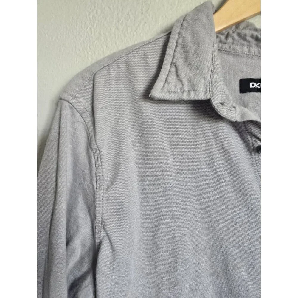 DKNY Gray Long Sleeve Button Down Shirt Casual Menswear - Picture 8 of 14